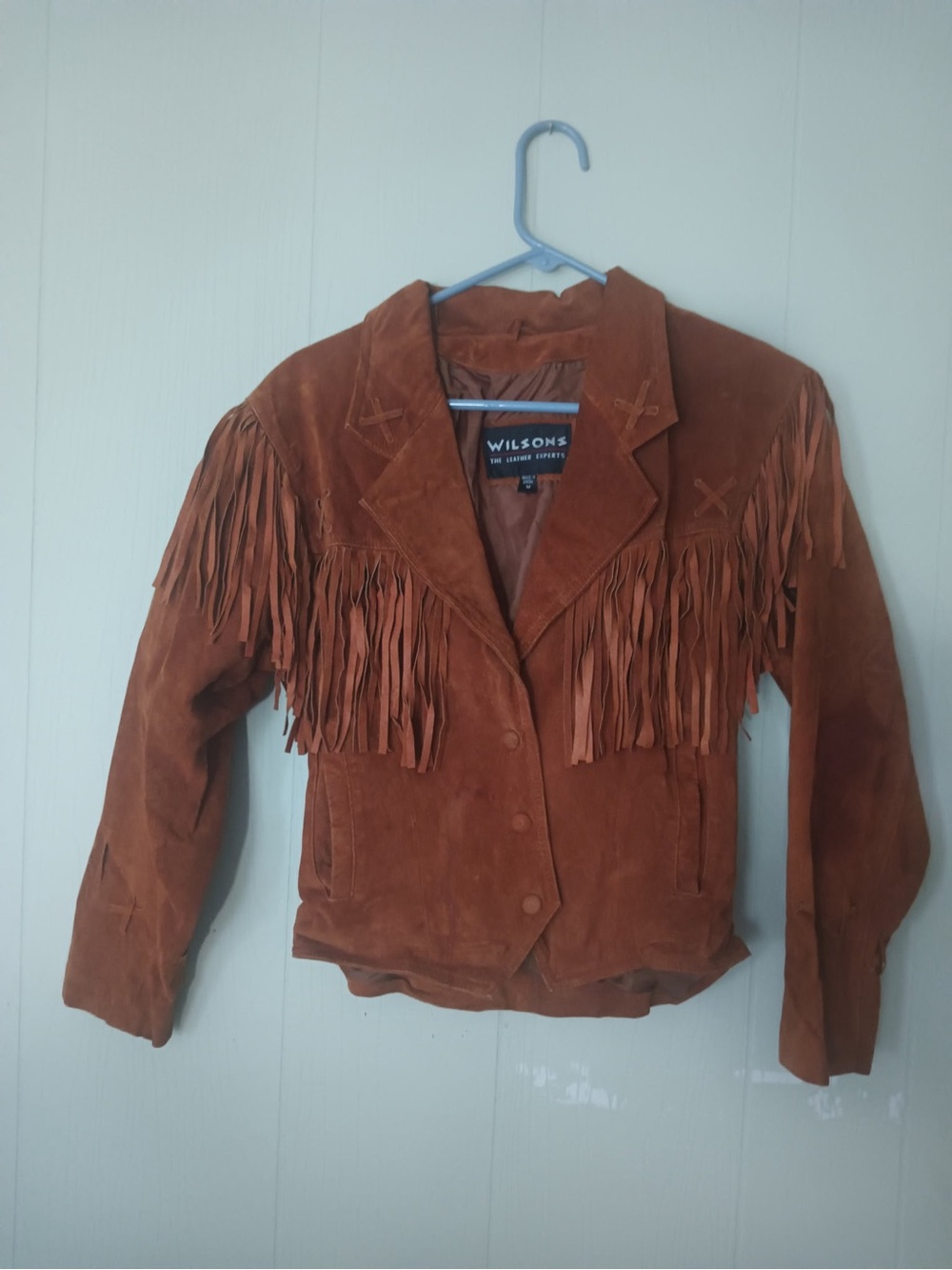 Wilsons Leather Rust Brown Suede Fringe Jacket